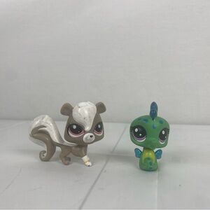 Littlest Pet Shop Skunk/Squirrel and Seahorse figures  - LPS - Y2k toys
